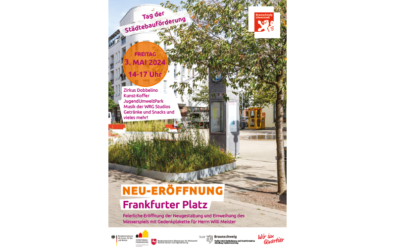 Oberbürgermeister Dr. Thorsten Kornblum und die Bezirksbürgermeisterin Sabine Sewella eröffnen am 3. Mai den neu gestalteten Frankfurter Platz.