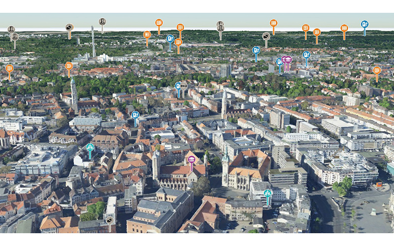 Nach dem ersten 3D-Stadtmodell stellt die Stadtverwaltung jetzt den Digitalen Basiszwilling der Stadt Braunschweig als nächste Stufe der digitalen Vernetzung in der Stadtgesellschaft unter https://braunschweig.virtualcitymap.de zur Verfügung.