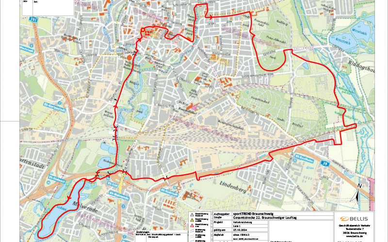Einige Straßen im östlichen Ringgebiet sowie in der Innenstadt werden am Sonntag, 27. Oktober von 9 bis ca.15 Uhr wegen der 22. Braunschweiger Lauftage gesperrt.