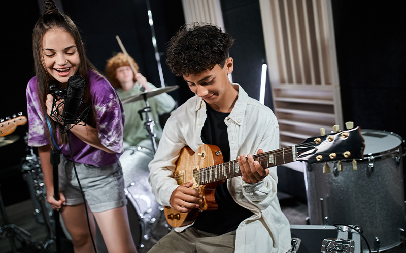 Eigene Songs schreiben beim Musikprojekt „BS united“. 