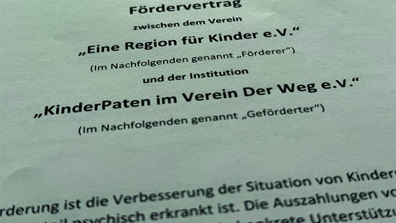 Fördervertrag zwischen Der Weg e.V. und Eine Region für Kinder e.V. unterzeichnet