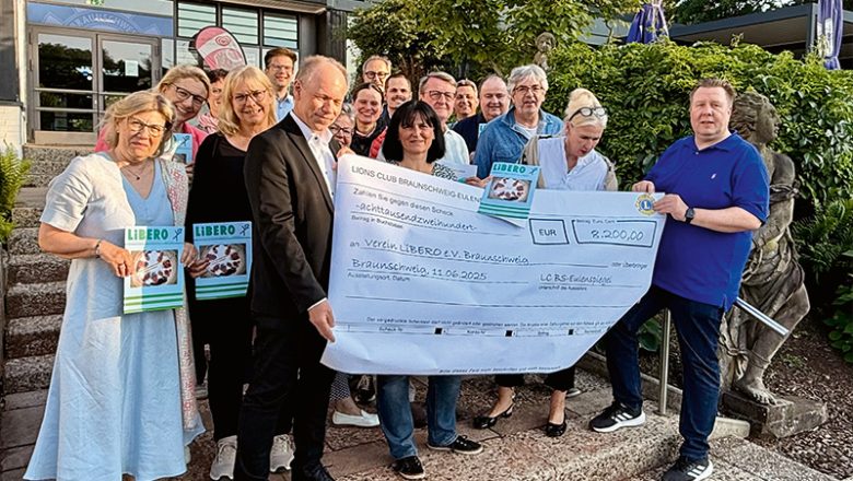 Rekordspende. Lions Club Braunschweig Eulenspiegel spendet 8.200 Euro an LiBERO