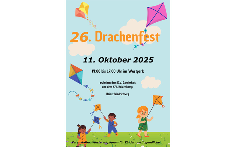 Zum 26. Mal veranstaltet das Weststadtplenum für Kinder und Jugendliche das Drachenfest. 