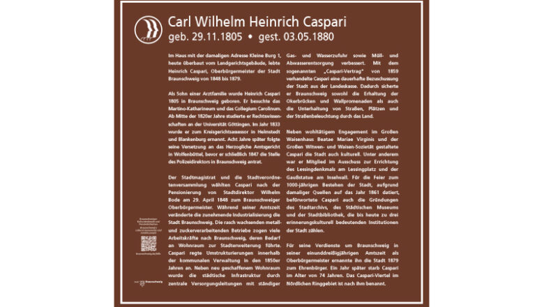 Persönlichkeitstafel für früheren Oberbürgermeister Caspari