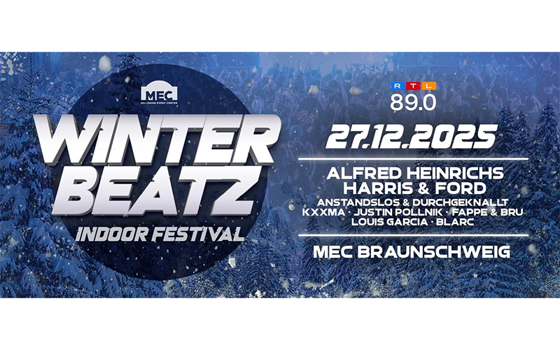 Nach der starken Premiere im letzten Jahr kehrt das WINTER BEATZ Indoor Festival am 27. Dezember 2025 ins MEC Braunschweig zurück.