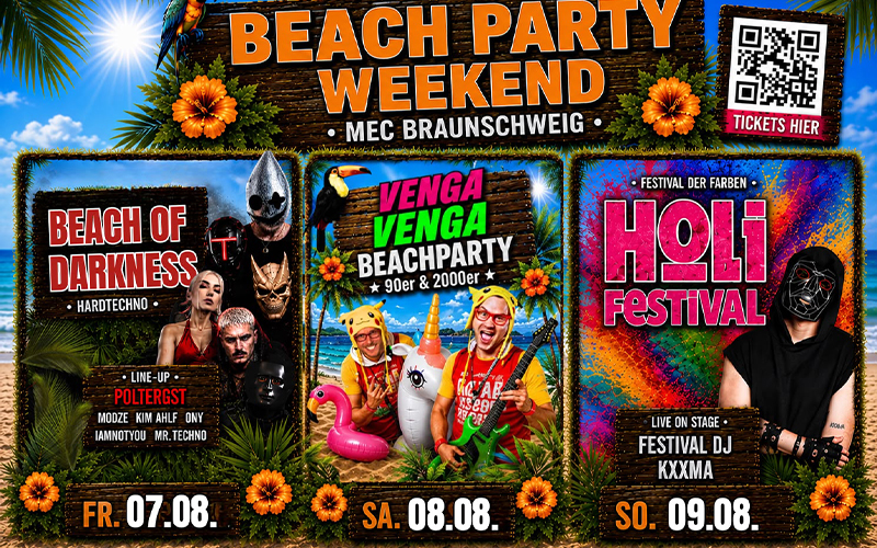 Vom 07. bis 09. August 2026 verwandelt sich das MEC Braunschweig in die größte Beach-Eventlocation der Region.