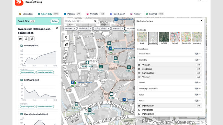 Stadtplan auf braunschweig.de jetzt mit Themenkarten und Live-Daten