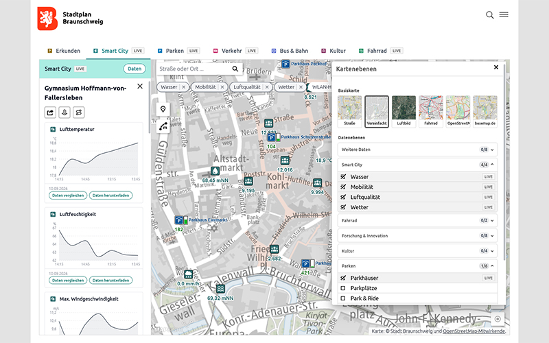 Wer sich über Braunschweig informieren möchte, findet auf www.braunschweig.de/stadtplan weit mehr als nur Straßen und Wege: Die interaktive Kartenanwendung präsentiert sich mit neuen Funktionen und zusätzlichen Inhalten.